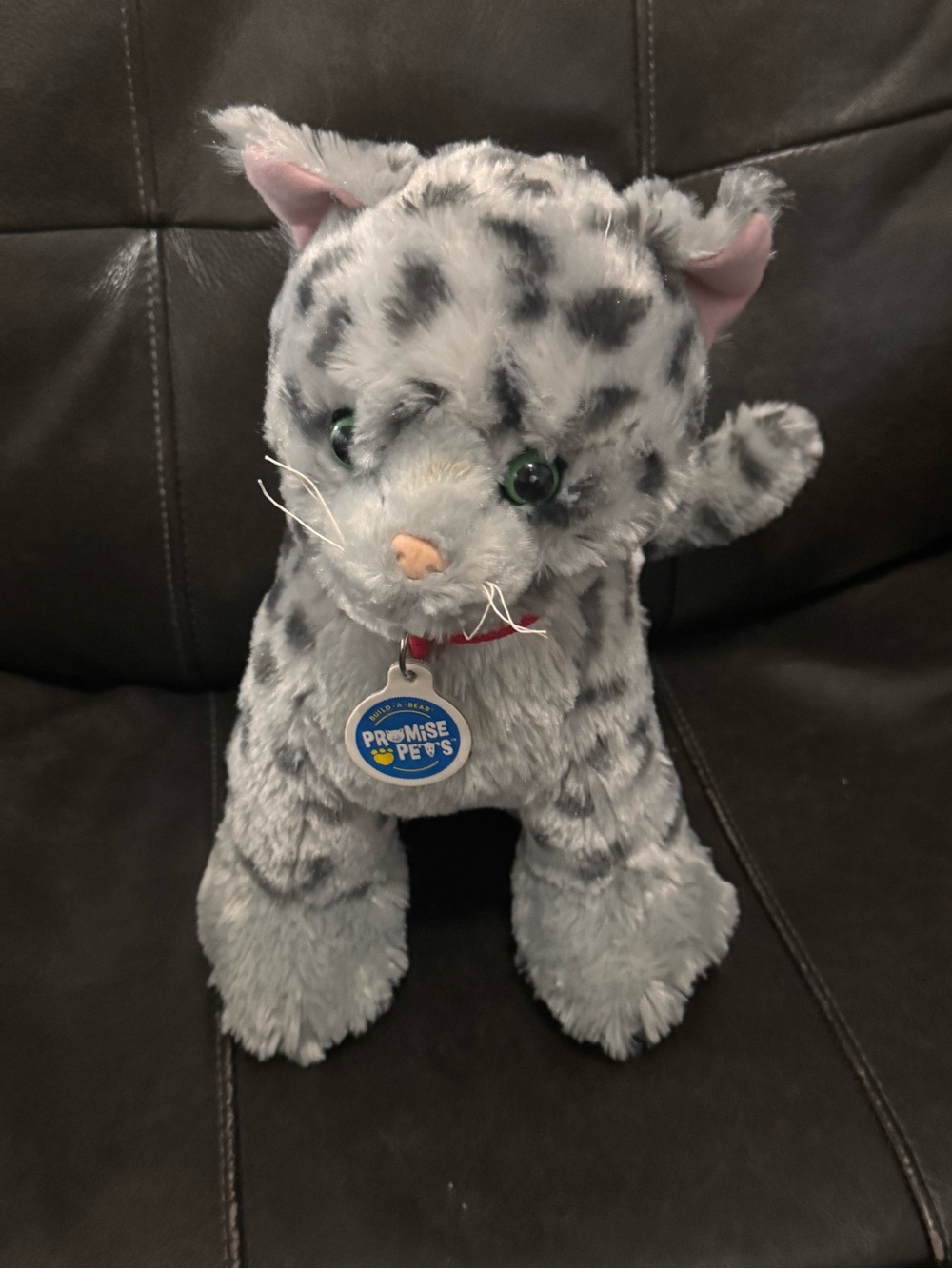 Build-A-Bear Workshop Promise Pets Gray Spotted Cat Plush With Collar